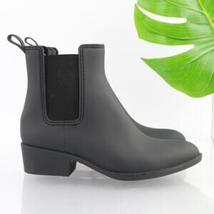 Jeffrey Campbell Womens Stormy Rain Boots Size 8  Black Rubber Chelsea Booties